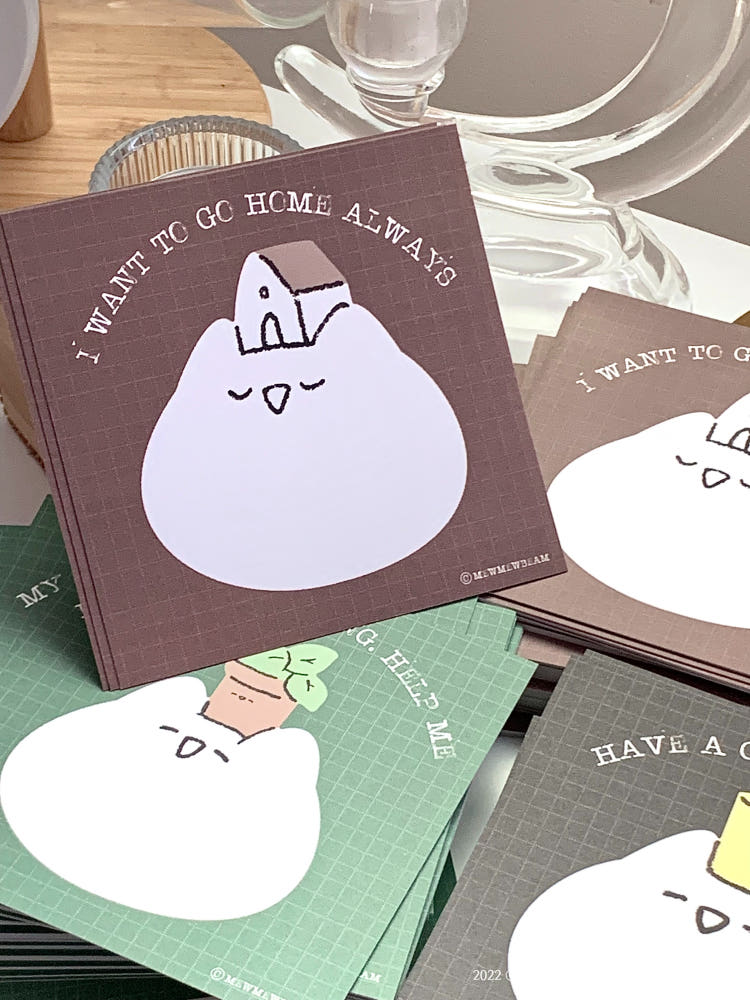 Mewmewbeam Big Face Postcards 3 styles House pot and cup
