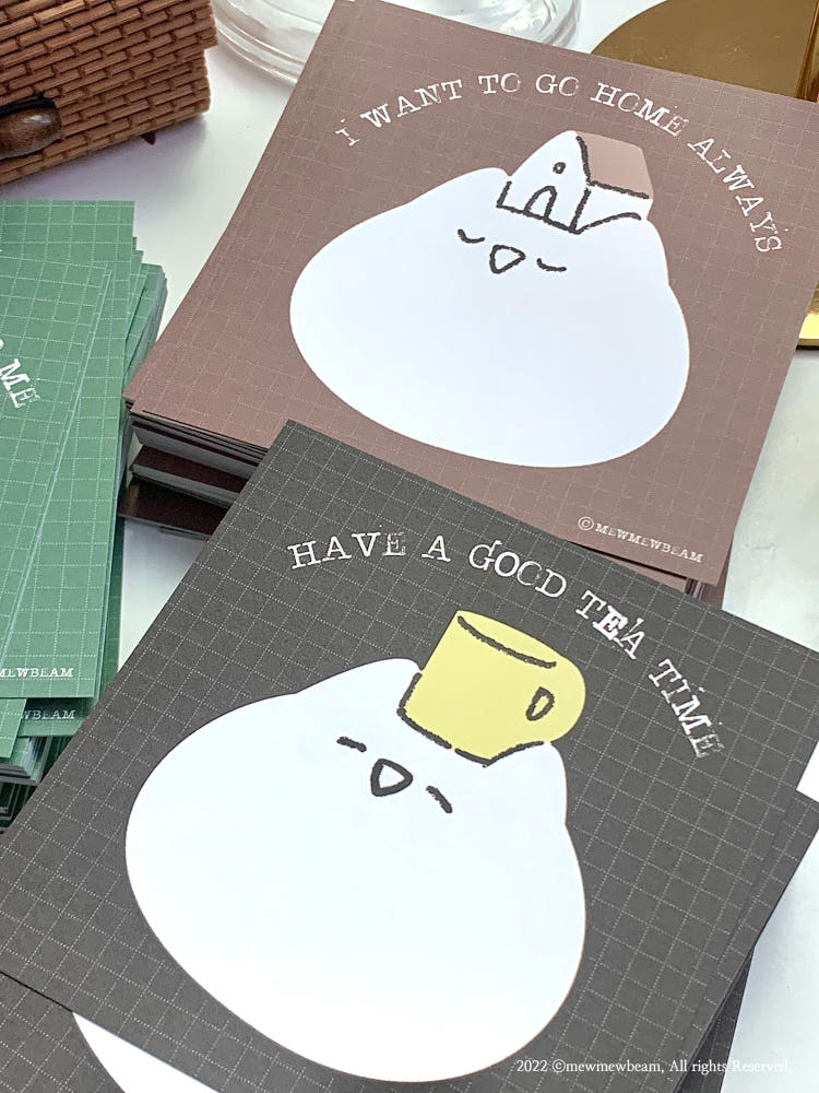 Mewmewbeam Big Face Postcards 3 styles House pot and cup