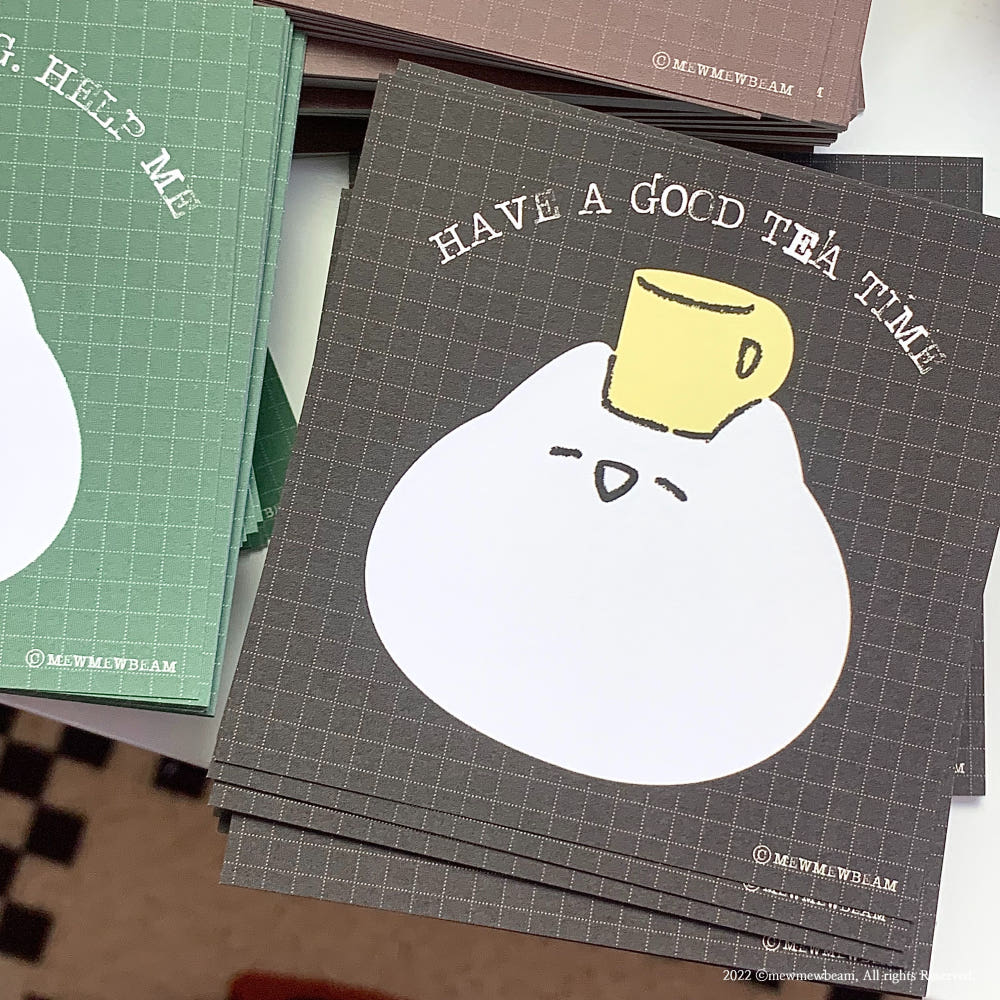 Mewmewbeam Big Face Postcards 3 styles House pot and cup