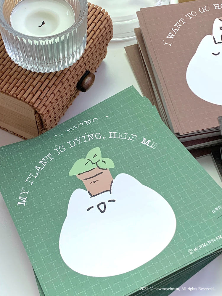 Mewmewbeam Big Face Postcards 3 styles House pot and cup