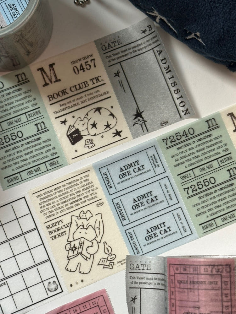 Mewmewbeam Easy-cut Washi Tape - Midnight Ticket