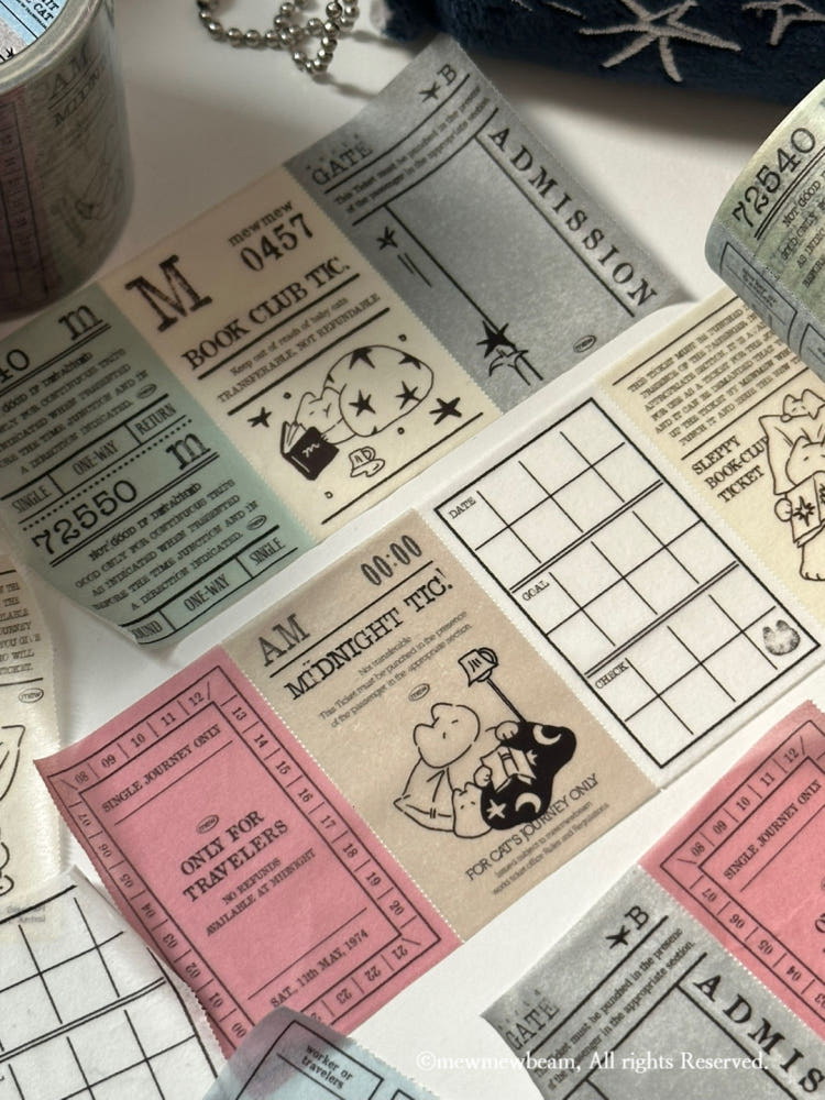 Mewmewbeam Easy-cut Washi Tape - Midnight Ticket