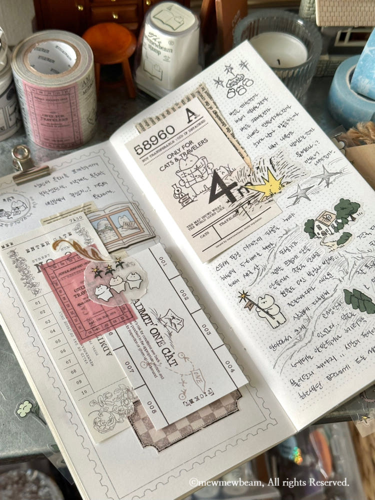 Mewmewbeam Easy-cut Washi Tape - Midnight Ticket