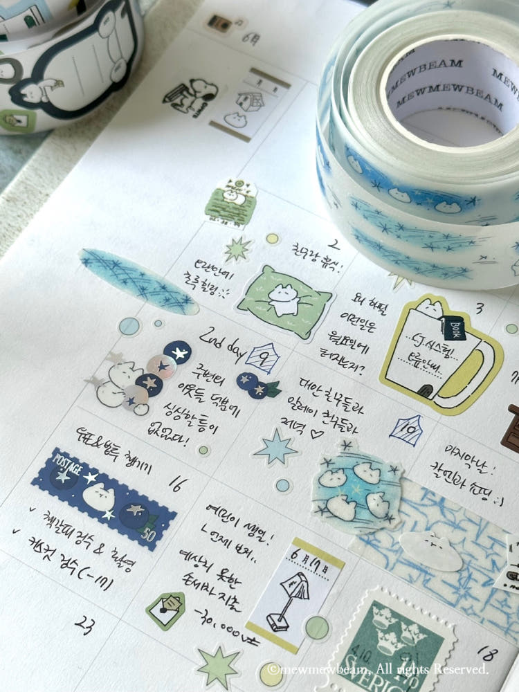 Mewmewbeam Kiss-cut Tape - Blueberry