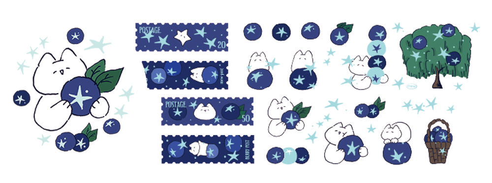 Mewmewbeam Kiss-cut Tape - Blueberry