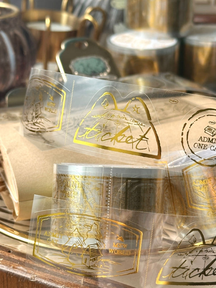 Mewmewbeam Kiss-cut Tape - Gold Travelers Stamp