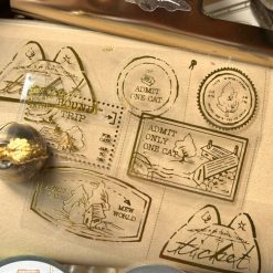 Mewmewbeam Kiss-cut Tape - Gold Travelers Stamp