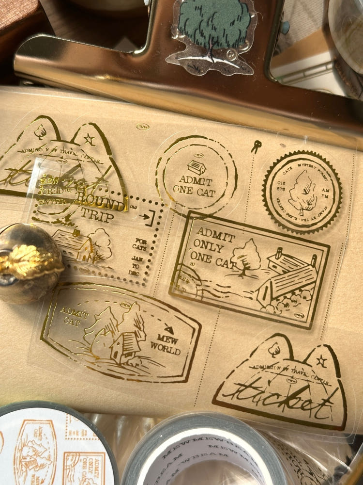Mewmewbeam Kiss-cut Tape - Gold Travelers Stamp