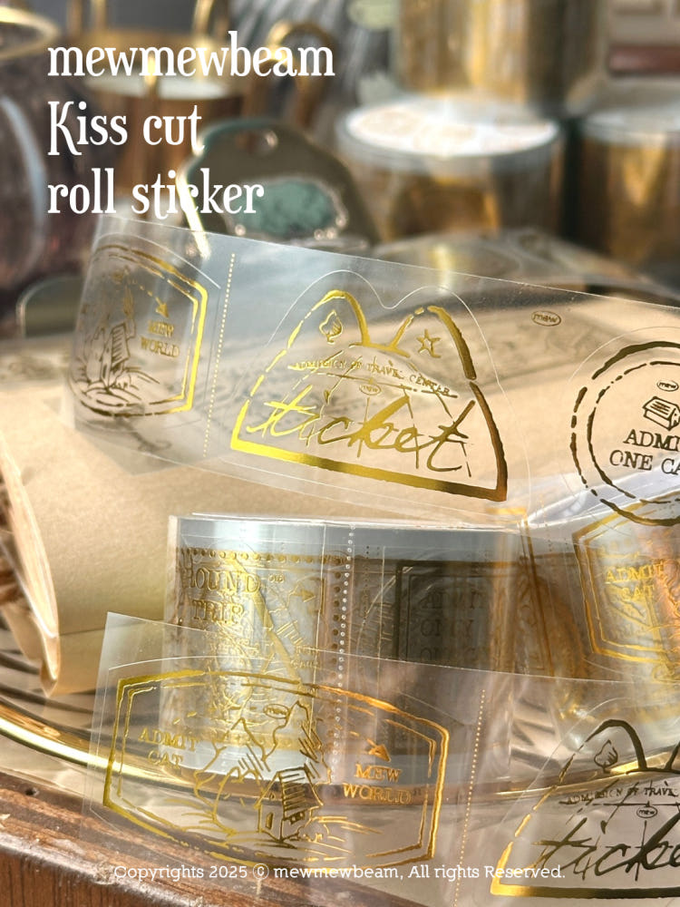 Mewmewbeam Kiss-cut Tape - Gold Travelers Stamp