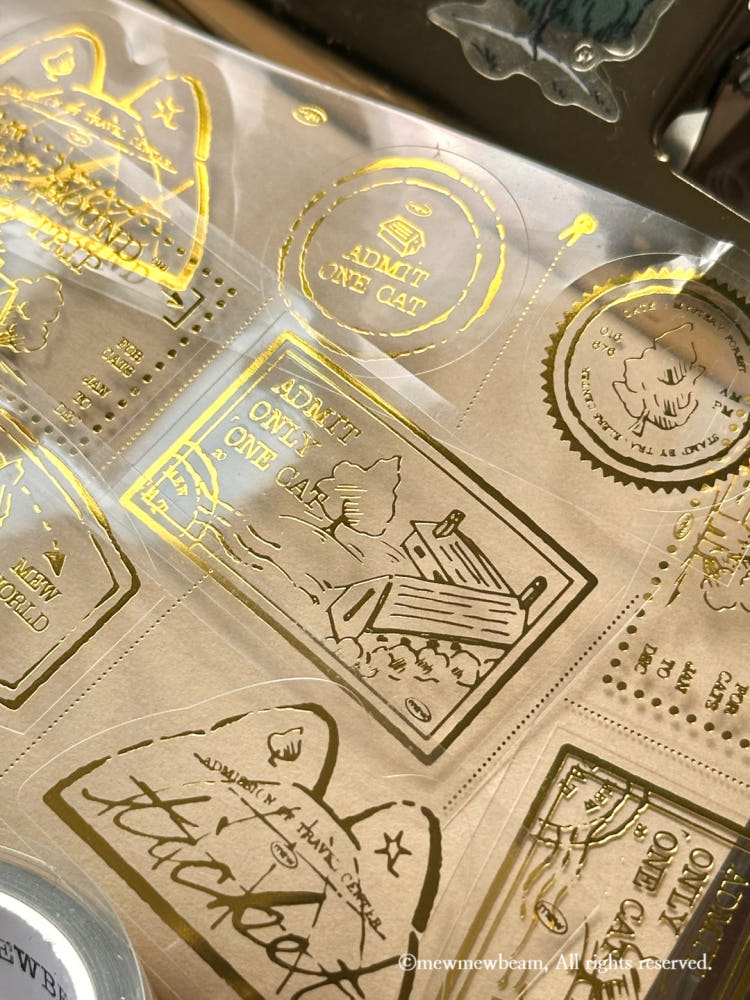Mewmewbeam Kiss-cut Tape - Gold Travelers Stamp