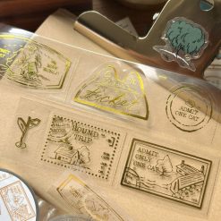Mewmewbeam Kiss-cut Tape - Gold Travelers Stamp