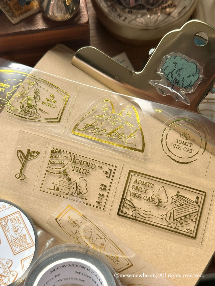 Mewmewbeam Kiss-cut Tape - Gold Travelers Stamp