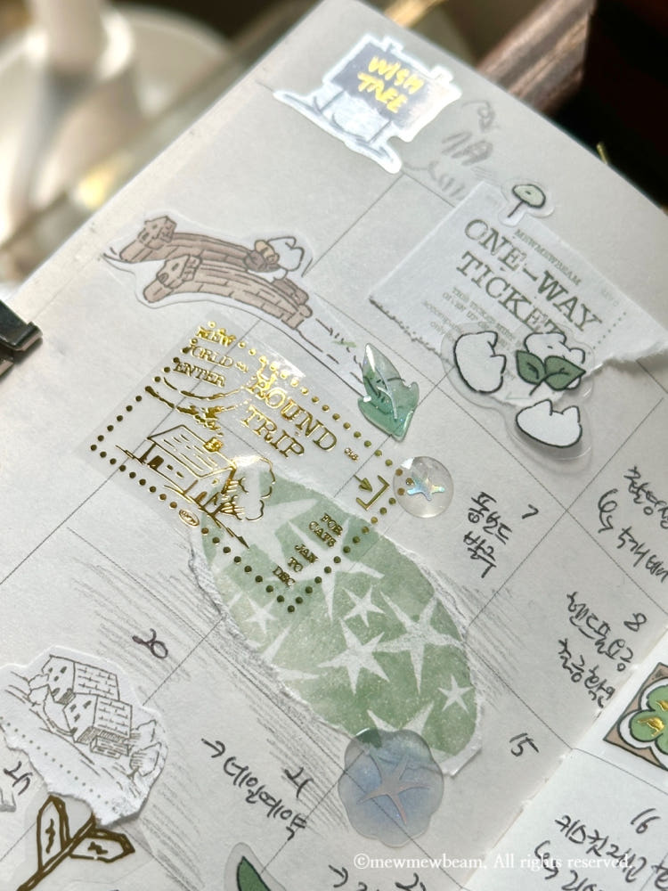 Mewmewbeam Kiss-cut Tape - Gold Travelers Stamp