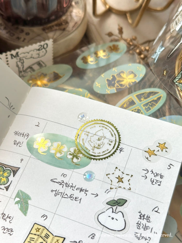 Mewmewbeam Kiss-cut Tape - Gold Travelers Stamp