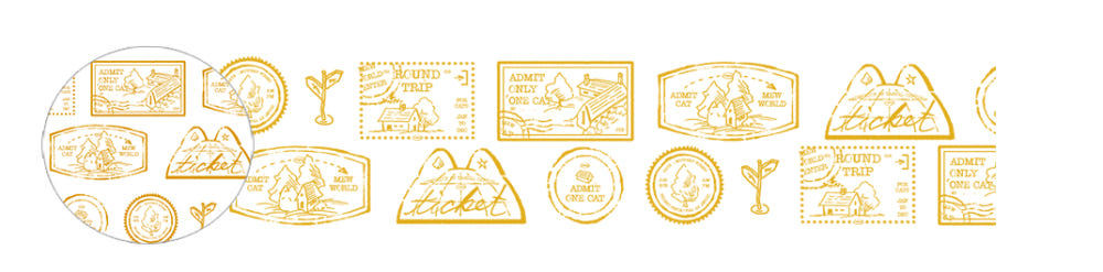 Mewmewbeam Kiss-cut Tape - Gold Travelers Stamp