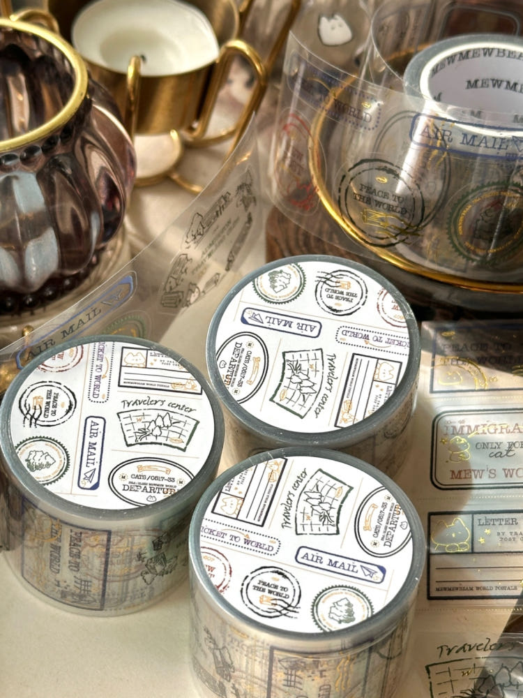 Mewmewbeam Kiss-cut Tape - Travelers Stamp