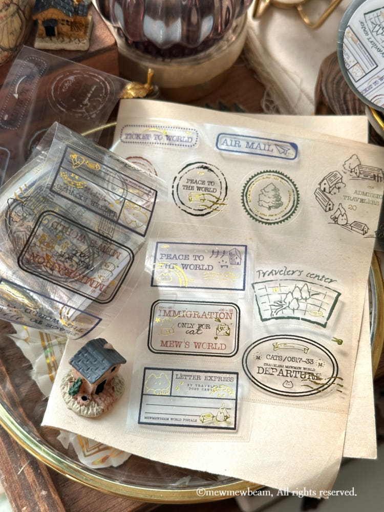 Mewmewbeam Kiss-cut Tape - Travelers Stamp