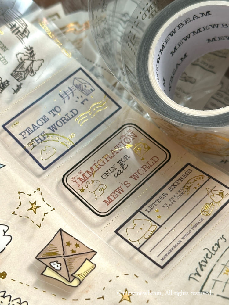 Mewmewbeam Kiss-cut Tape - Travelers Stamp