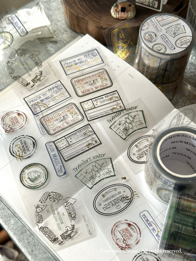 Mewmewbeam Kiss-cut Tape - Travelers Stamp
