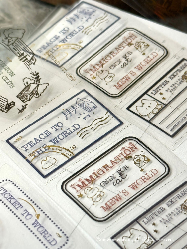 Mewmewbeam Kiss-cut Tape - Travelers Stamp