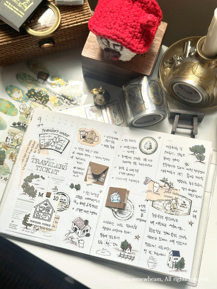 Mewmewbeam Kiss-cut Tape - Travelers Stamp