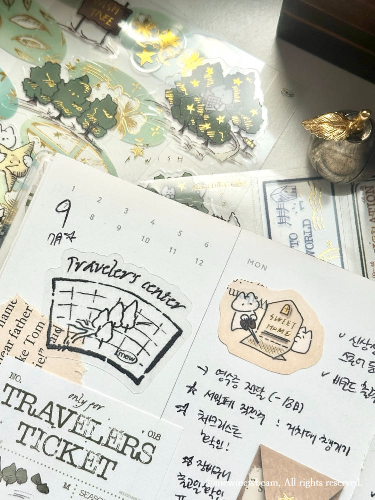 Mewmewbeam Kiss-cut Tape - Travelers Stamp