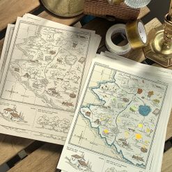 Mewmewbeam Postcard - World Map 016 Brown