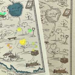 Mewmewbeam Postcard - World Map 016 Brown