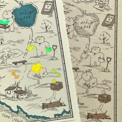 Mewmewbeam Postcard - World Map 016 Brown