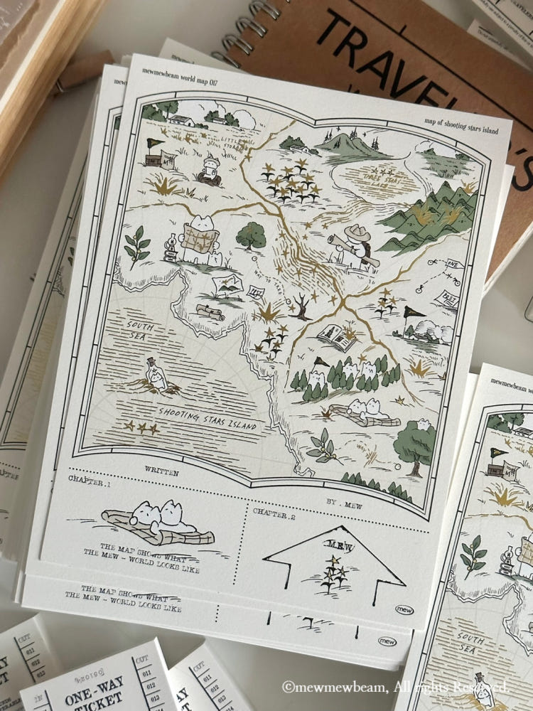 Mewmewbeam Postcard - World Map 017