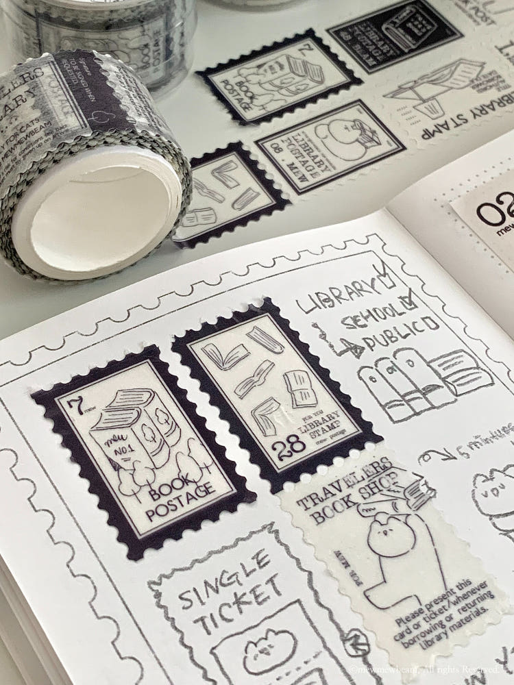 Mewmewbeam Stamp Washi Tape - Book