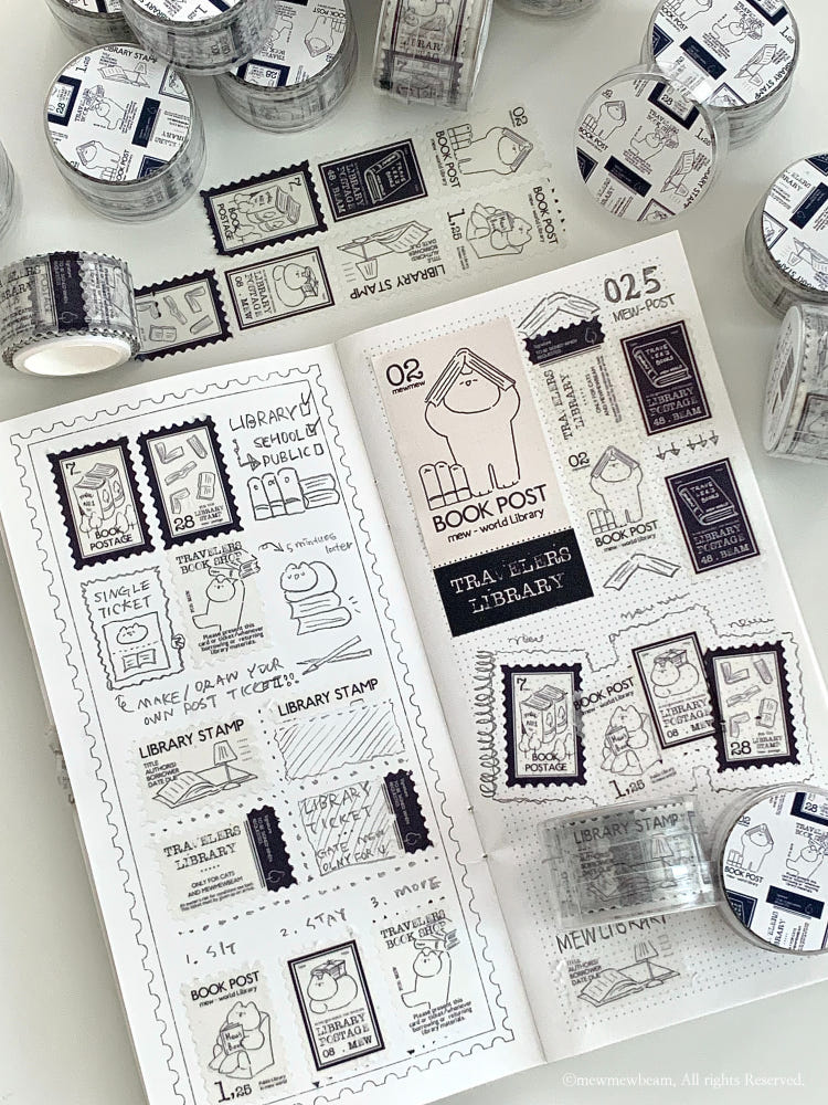 Mewmewbeam Stamp Washi Tape - Book