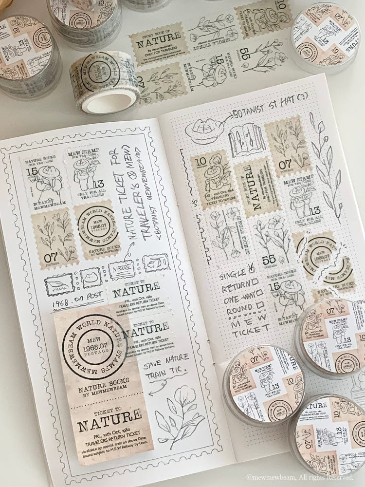 Mewmewbeam Stamp Washi Tape - Botanist