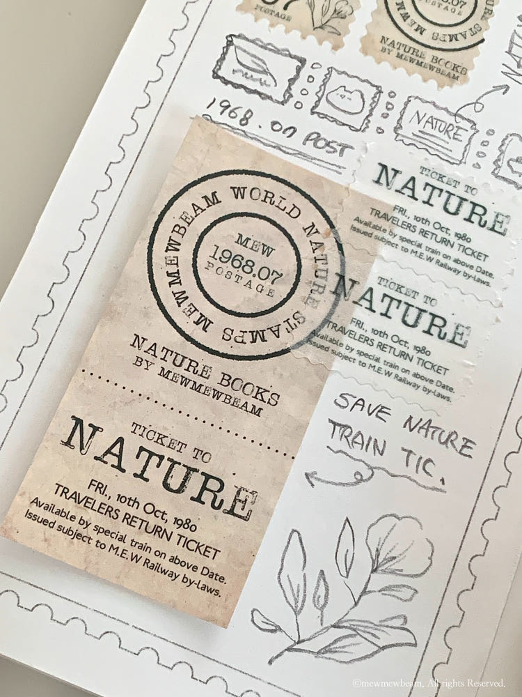 Mewmewbeam Stamp Washi Tape - Botanist