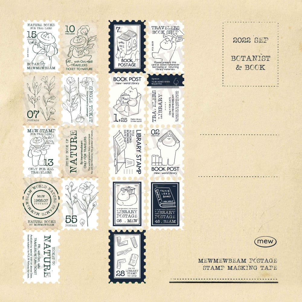 Mewmewbeam Stamp Washi Tape - Botanist