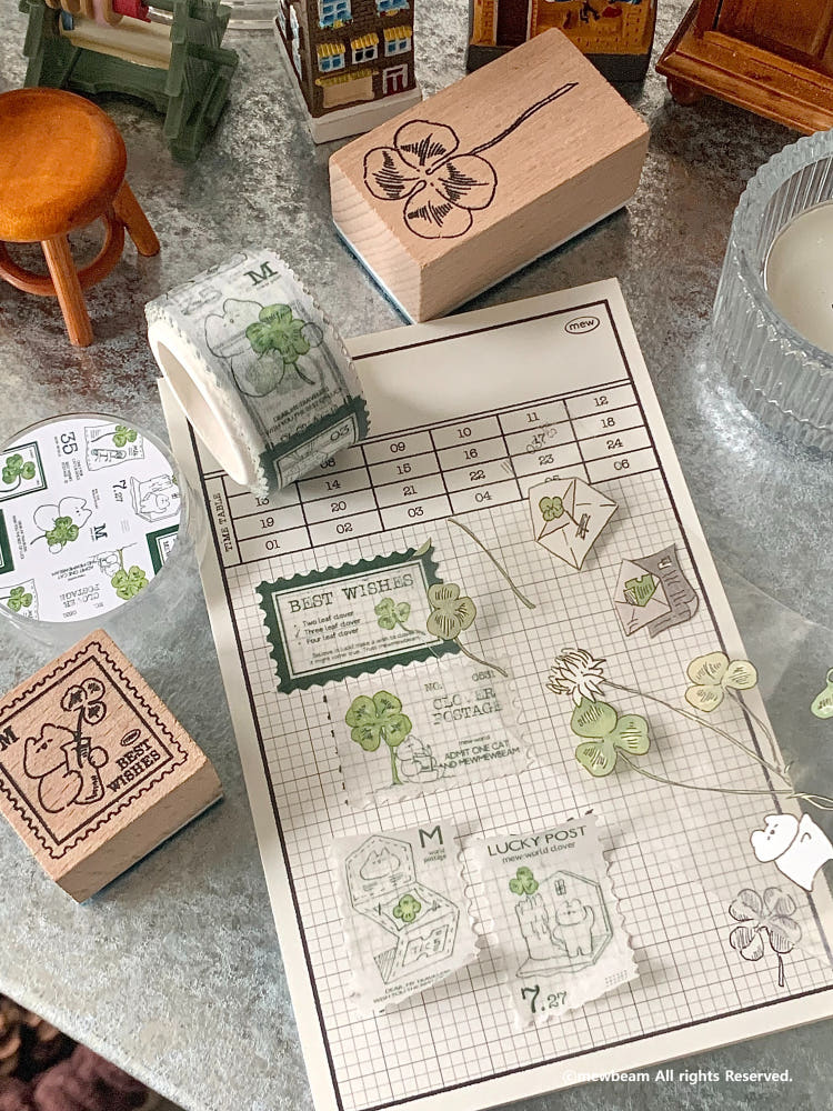Mewmewbeam Stamp Washi Tape - Clover