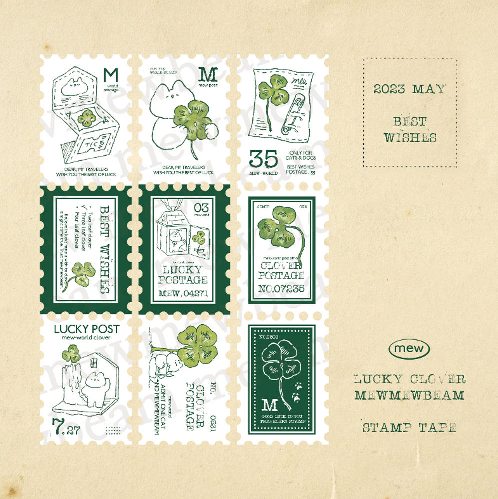 Mewmewbeam Stamp Washi Tape - Clover