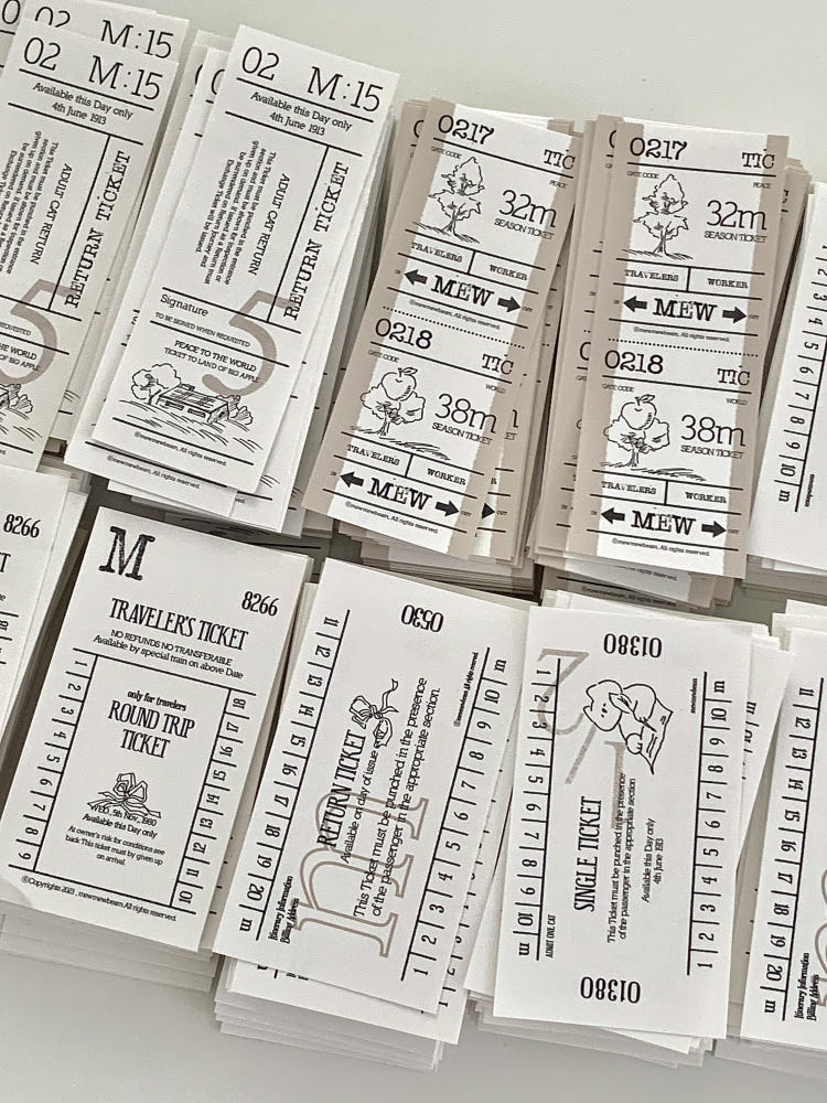 Mewmewbeam Sticker Set - Vintage Ticket v1