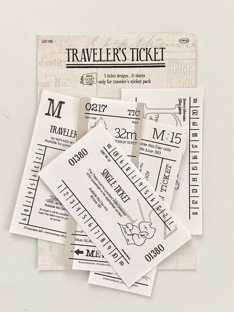 Mewmewbeam Sticker Set - Vintage Ticket v1