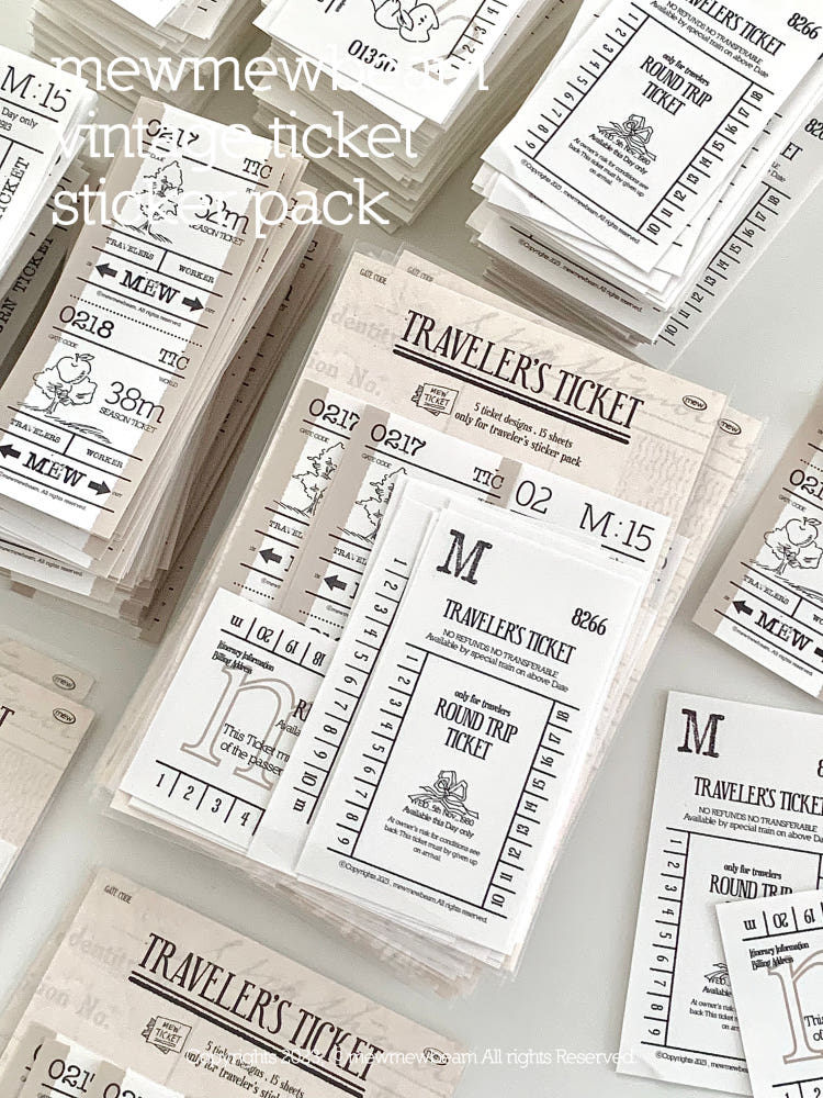 Mewmewbeam Sticker Set - Vintage Ticket v1