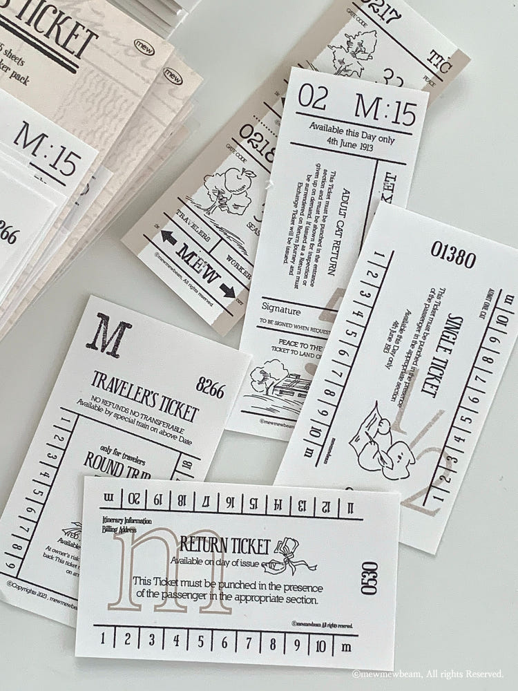 Mewmewbeam Sticker Set - Vintage Ticket v1