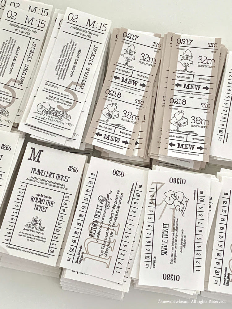 Mewmewbeam Sticker Set - Vintage Ticket v1