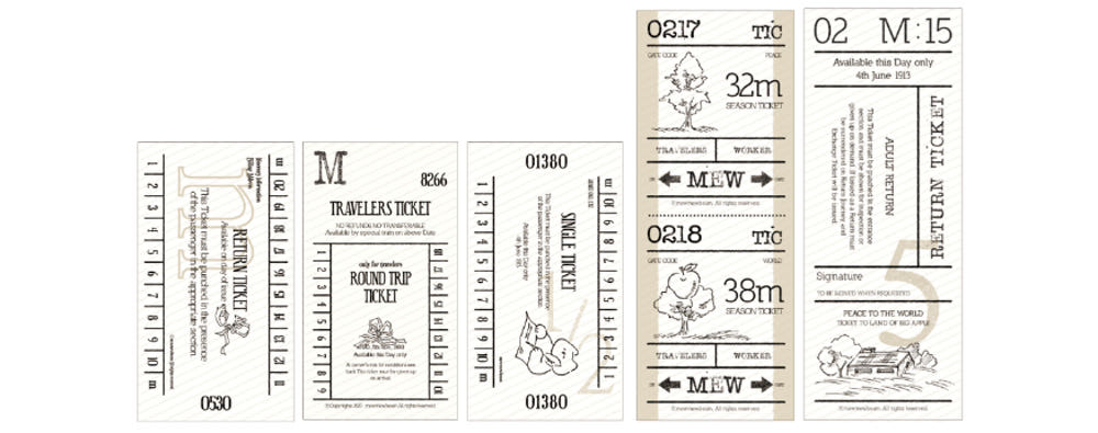 Mewmewbeam Sticker Set - Vintage Ticket v1