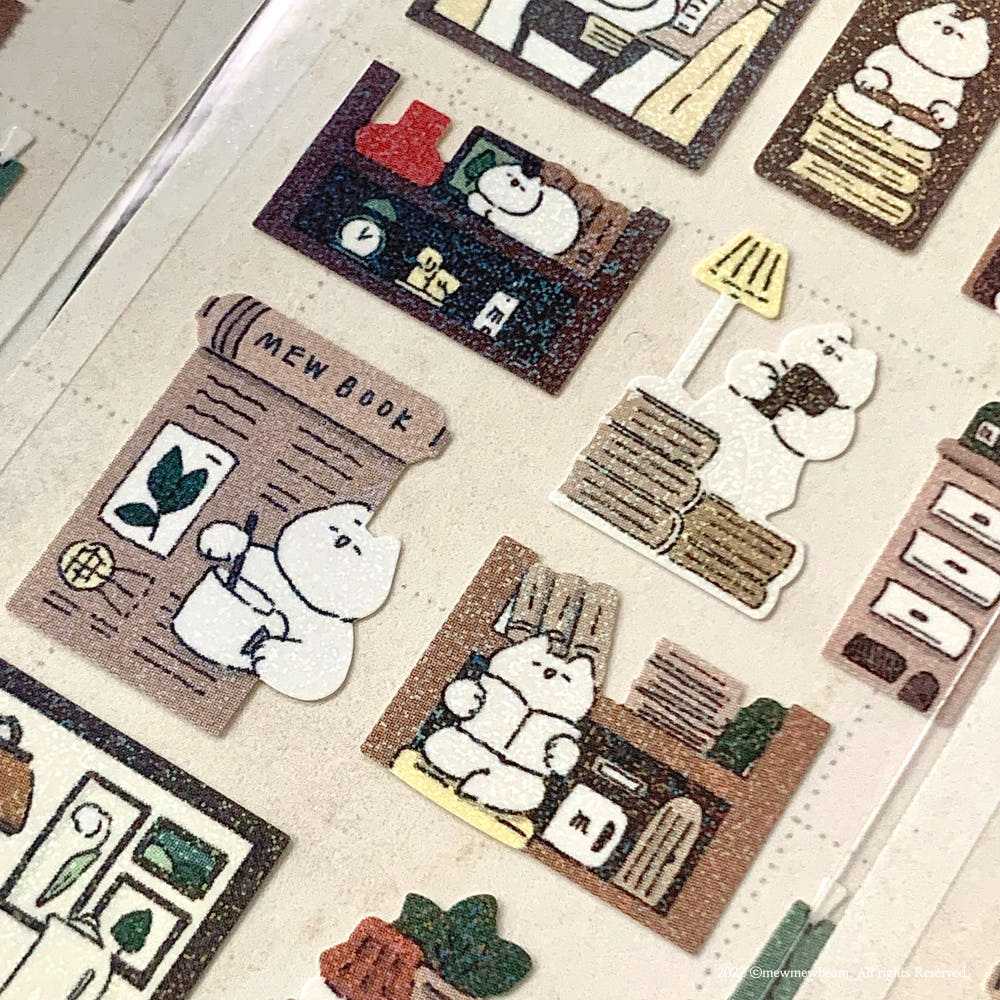 Mewmewbeam Stickers - Library