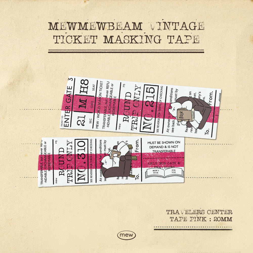 Mewmewbeam Washi Tape - Travelers Center Pink