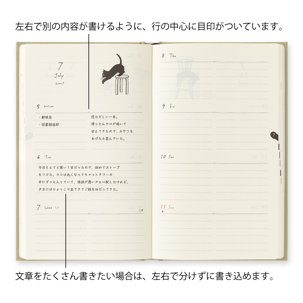 Midori 2027 B6 Book Style Diary - Cat Beige image 4