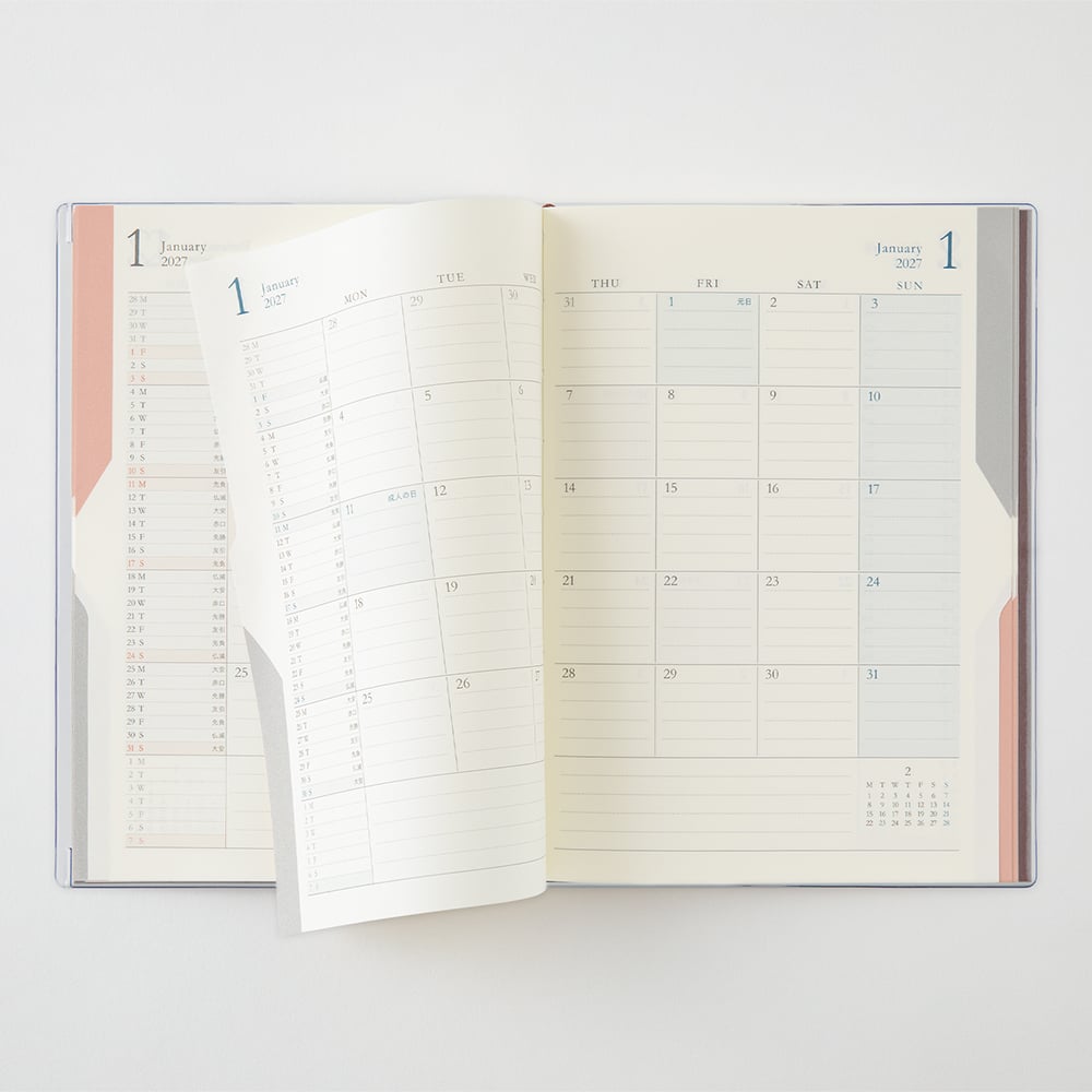 Midori 2027 Double Schedule B6 Planner - Dark Brown image 3