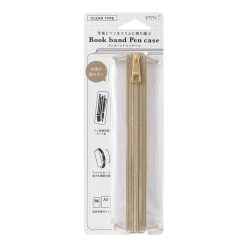 Midori Book Band Pen Case - Clear x Beige
