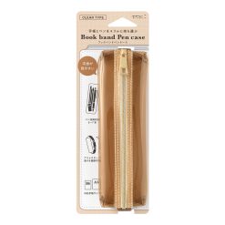 Midori Book Band Pen Case - Clear x Brown