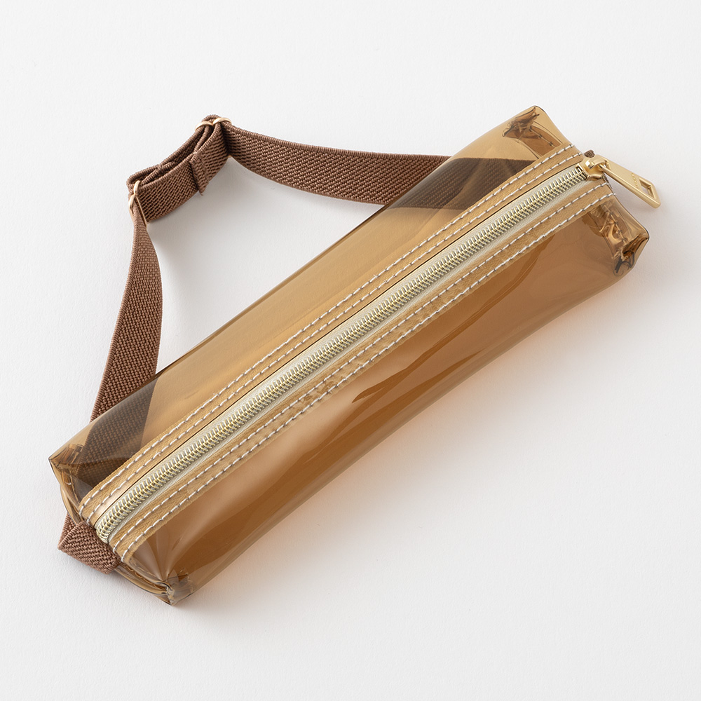 Midori Book Band Pen Case - Clear x Brown image 2